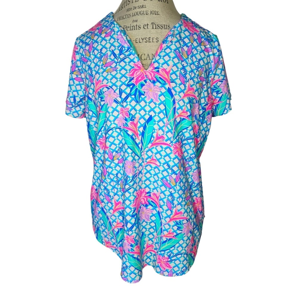Lulu B UPF 50 Top Womens XL Floral Colorful Stretch Outdoors Sweat Wicking Comfy